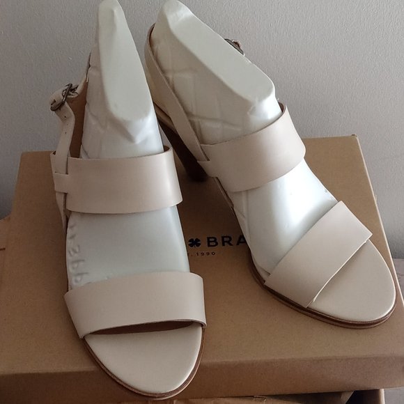 Lucky Brand Veneesha Sandshell cream slingback heels strappy sandal buckle NEW10 - Picture 2 of 7